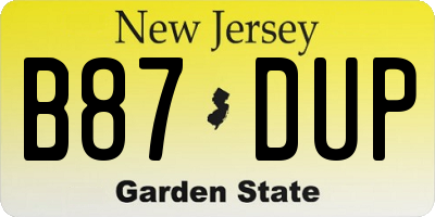 NJ license plate B87DUP