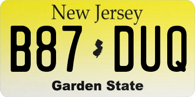 NJ license plate B87DUQ