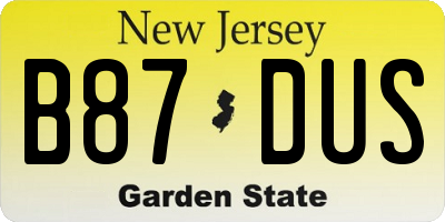 NJ license plate B87DUS