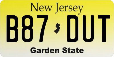 NJ license plate B87DUT