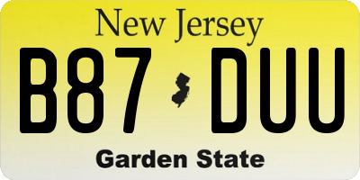 NJ license plate B87DUU