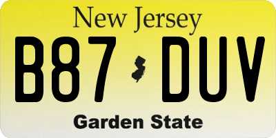 NJ license plate B87DUV