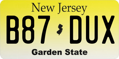 NJ license plate B87DUX