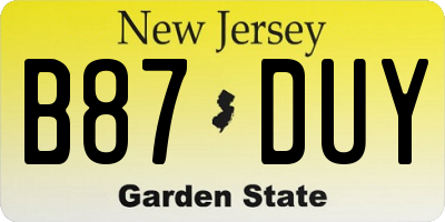 NJ license plate B87DUY