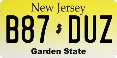 NJ license plate B87DUZ
