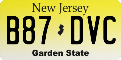 NJ license plate B87DVC