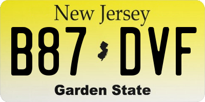 NJ license plate B87DVF