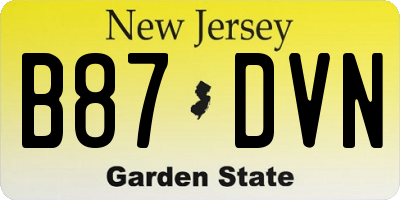NJ license plate B87DVN