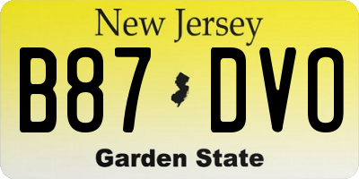 NJ license plate B87DVO