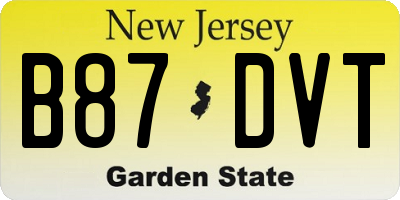 NJ license plate B87DVT