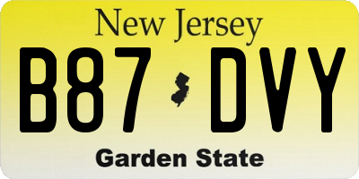 NJ license plate B87DVY