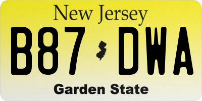 NJ license plate B87DWA