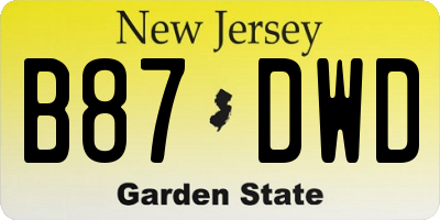 NJ license plate B87DWD