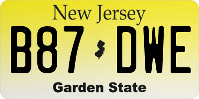 NJ license plate B87DWE