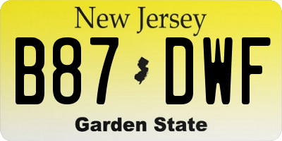 NJ license plate B87DWF