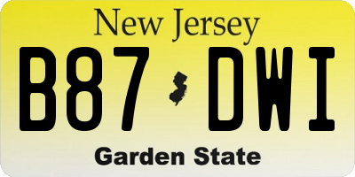 NJ license plate B87DWI