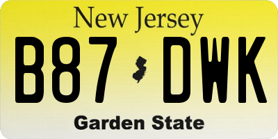 NJ license plate B87DWK