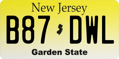 NJ license plate B87DWL