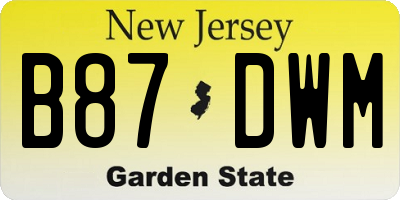 NJ license plate B87DWM