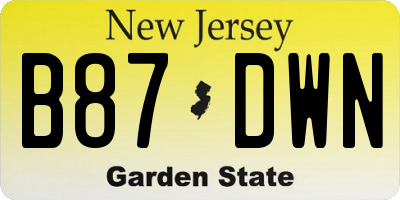 NJ license plate B87DWN