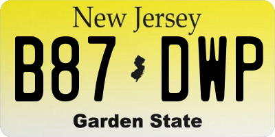 NJ license plate B87DWP
