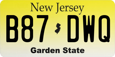 NJ license plate B87DWQ