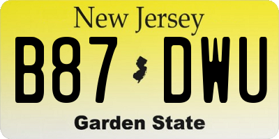 NJ license plate B87DWU