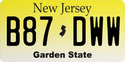 NJ license plate B87DWW