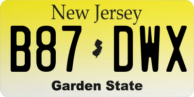 NJ license plate B87DWX