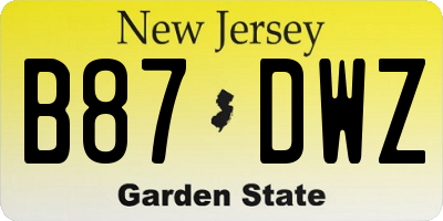 NJ license plate B87DWZ