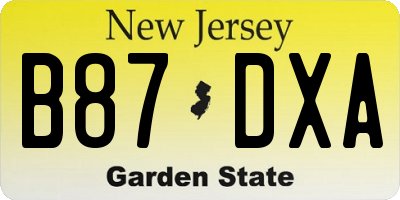 NJ license plate B87DXA