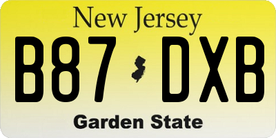NJ license plate B87DXB