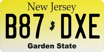 NJ license plate B87DXE