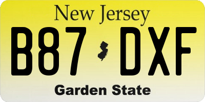 NJ license plate B87DXF