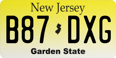 NJ license plate B87DXG