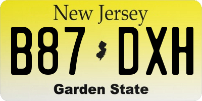 NJ license plate B87DXH