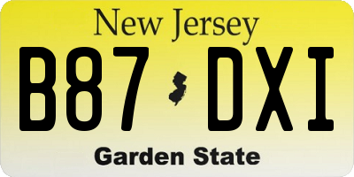 NJ license plate B87DXI