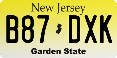 NJ license plate B87DXK