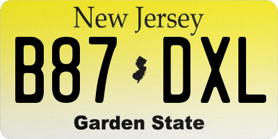 NJ license plate B87DXL