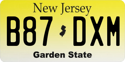 NJ license plate B87DXM