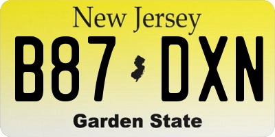 NJ license plate B87DXN
