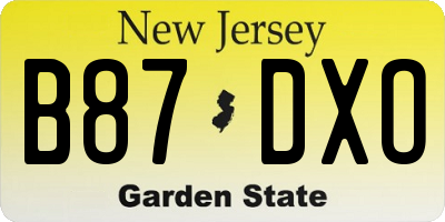 NJ license plate B87DXO