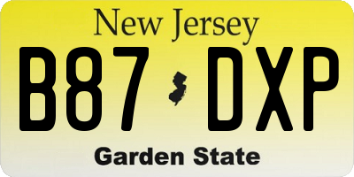 NJ license plate B87DXP