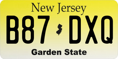 NJ license plate B87DXQ