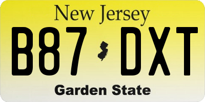 NJ license plate B87DXT