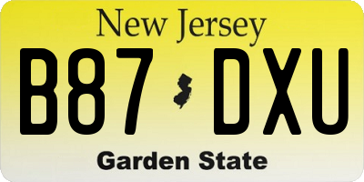 NJ license plate B87DXU