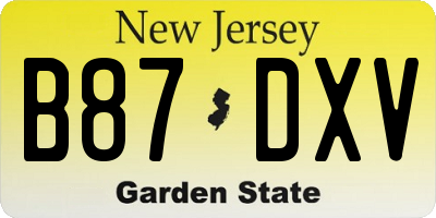 NJ license plate B87DXV