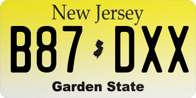 NJ license plate B87DXX
