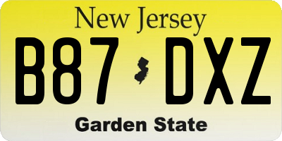 NJ license plate B87DXZ
