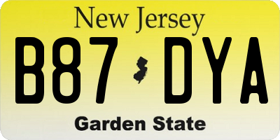 NJ license plate B87DYA